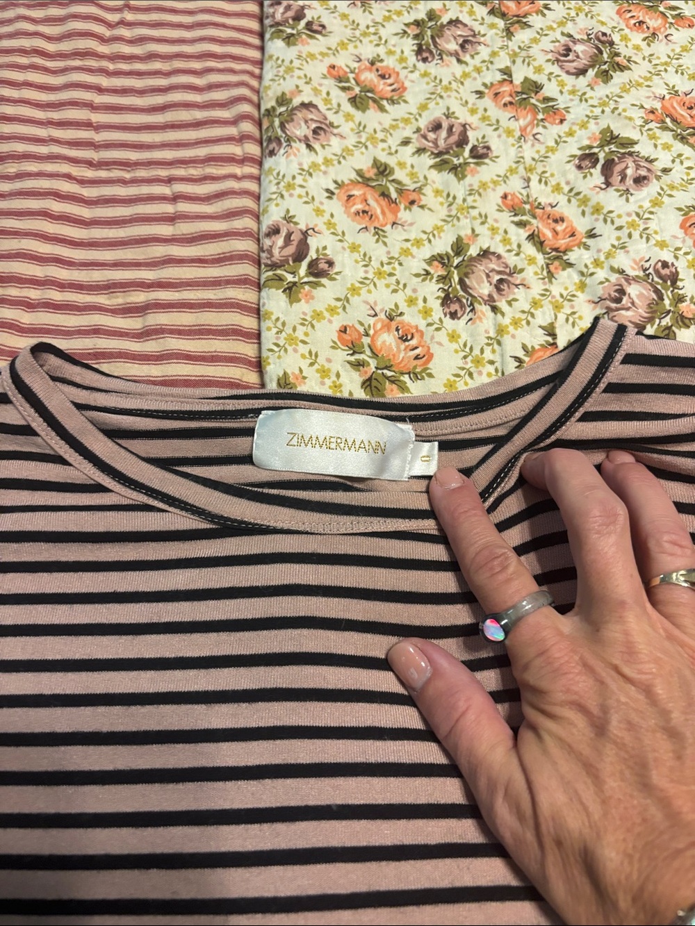 Zimmermann Tan and Black Striped Short Sleeve Tee